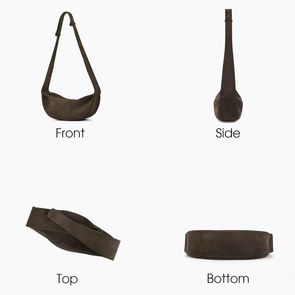 Elegant Leather Crossbody Hobo Bag with Adjustable Straps and Zipper Closure - Picture 3 of 6